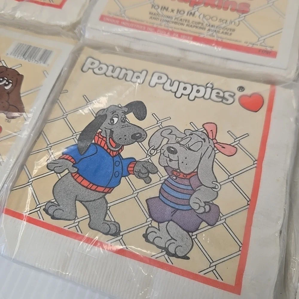 Vintage 1986 Tonka POUND PUPPIES PARTY Luncheon NAPKINS‎ NWT Birthday Dogs Lot
